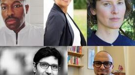 Headshots of the five new faculty members collaged together